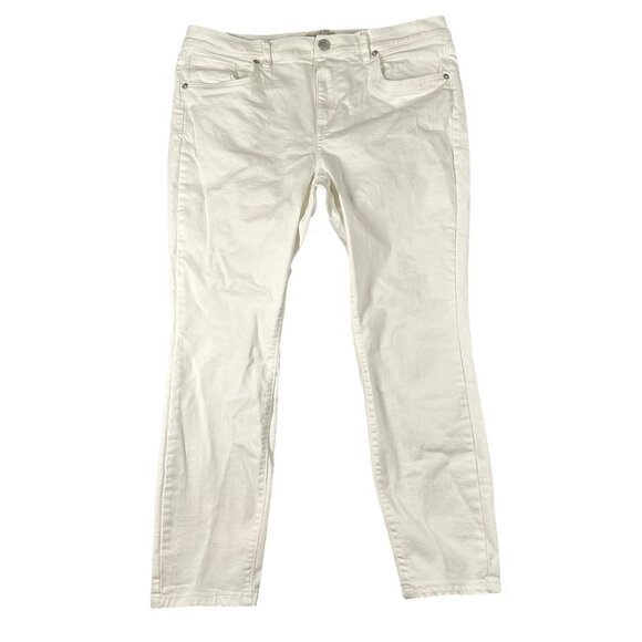 Loft Outlet Womens 12P White Skinny Ankle Cropped Cotton Blend Jeans - Picture 1 of 12